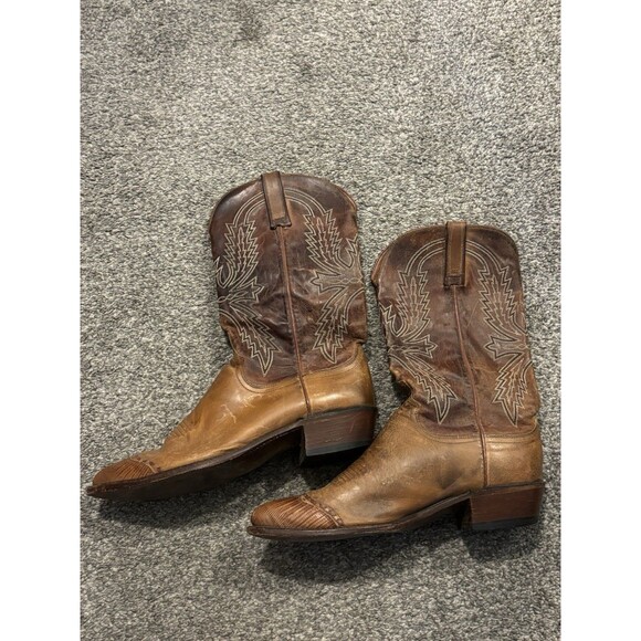 Lucchese 1883 Corbin Mad Dog Goat Brown Leather Boots N1533 Mens Size 9 D
